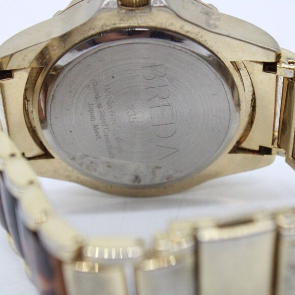BREDA Chronograph Watch Unisex Gold Tone Stainless Steel Classic Gold Quartz - Picture 8 of 8